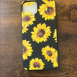 Sunflower Pattern Phone Case - Black and Yellow iPhone 13